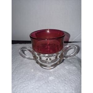 Vintage Red Flashed Kings Crown Sugar Bowl Mint